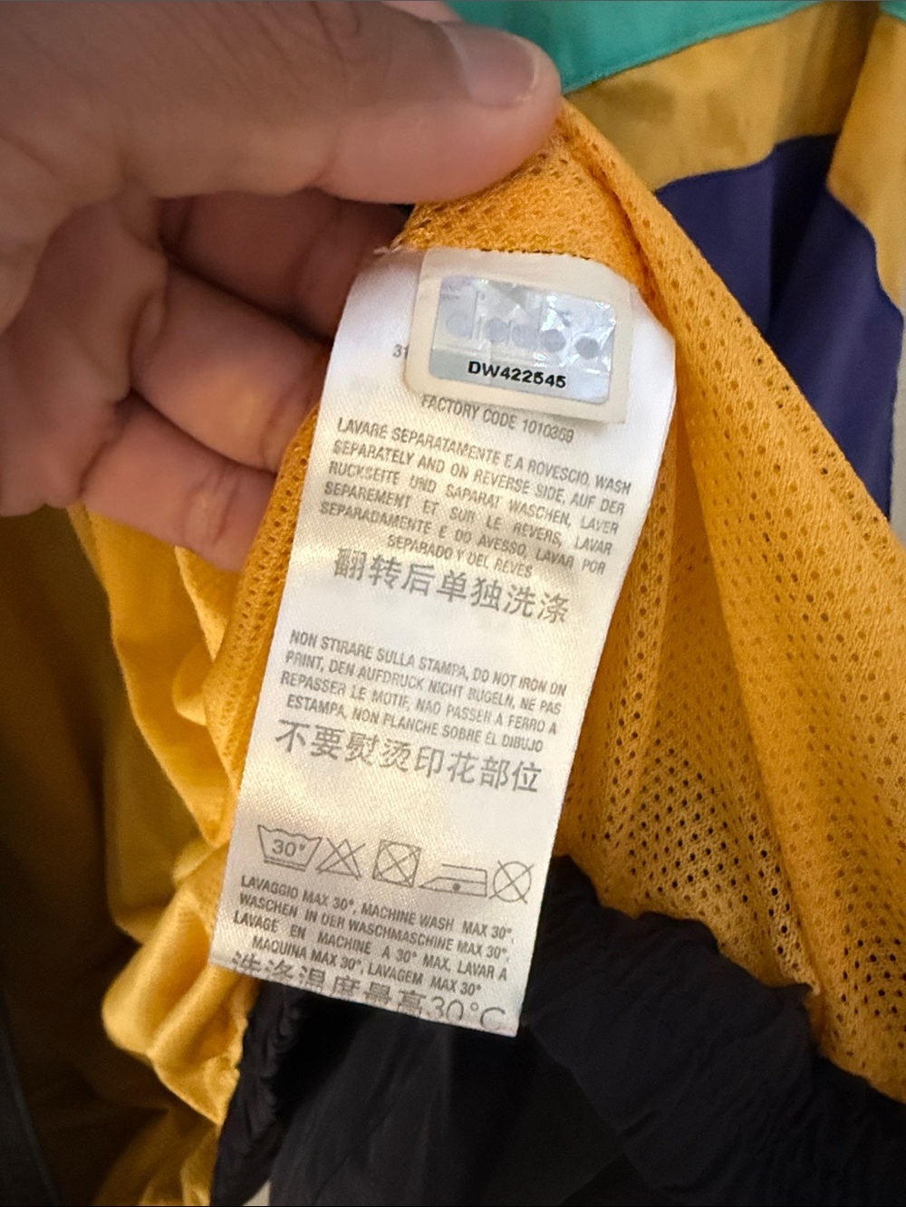 Diadora Black Teal Yellow Purple Colorblock Puffer Jacket - Picture 5 of 7